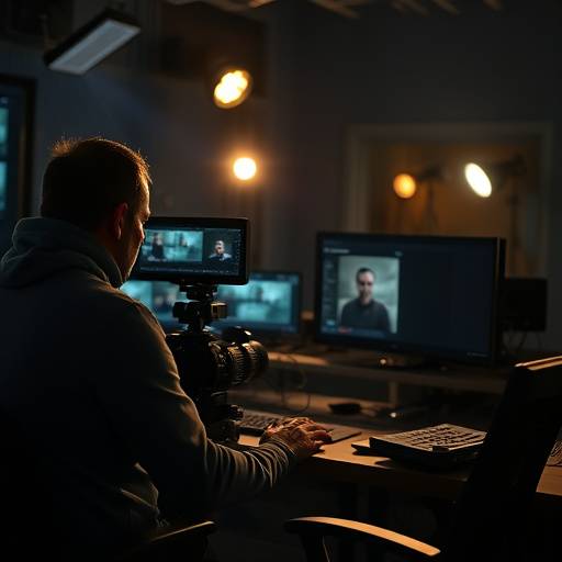 Un monteur travaillant sur un projet de film dans une salle de montage professionnelle.